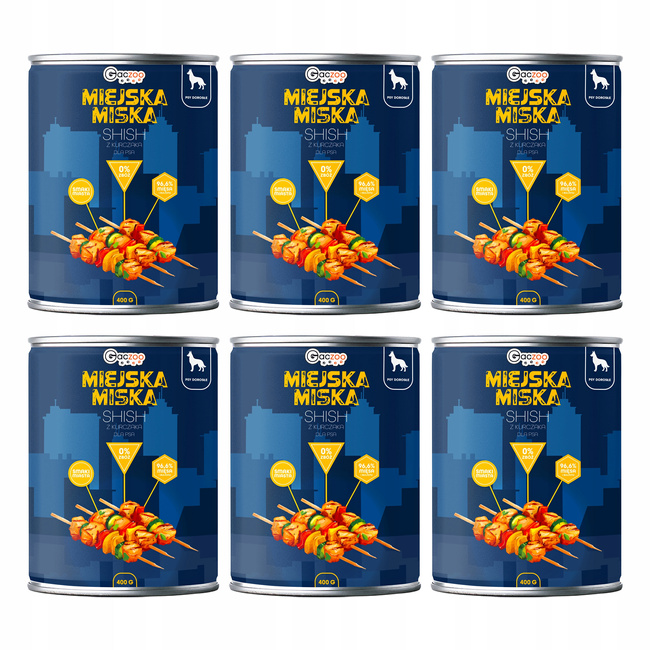 Gaczoo Miejska Miska bez zbóż karma mokra dla psa Shish z Kurczaka 6 x 400g