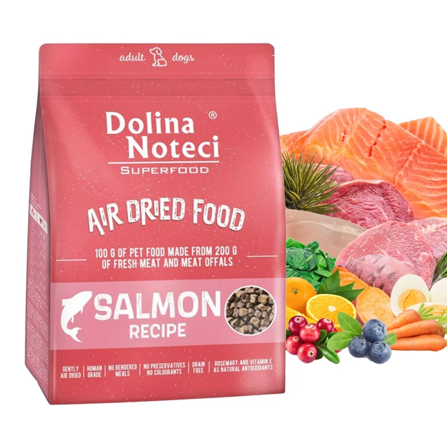 DOLINA NOTECI Superfood Suszona Karma sucha dla psa Łosoś 1 kg Bezzbożowa