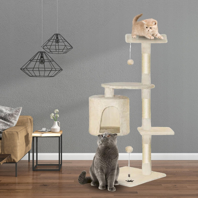 Drapak dla kota Gaczoo duży wieża legowisko beżowy 40 x 40 x 116 cm