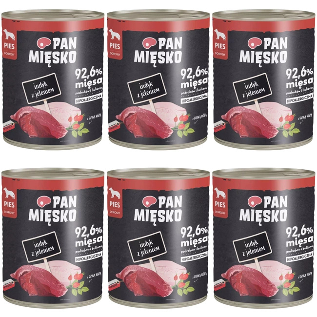 Pan Mięsko mokra karma dla psa Indyk Jeleń 6 x 800g 