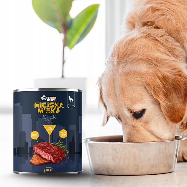 Gaczoo Miejska Miska bezzbożowa karma mokra dla psa Stek Wołowy 18 x 800g