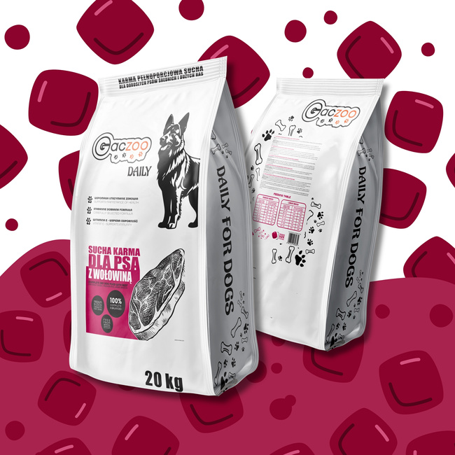 Sucha karma dla psa Gaczoo Daily Wołowina 20 kg Adult Dog z Witaminami