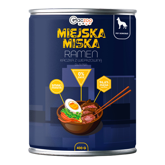 Gaczoo Miejska Miska bezzbożowa karma mokra dla psa Ramen 6 x 400g
