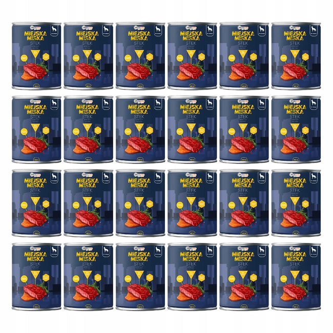 Gaczoo Miejska Miska bezzbożowa karma mokra dla psa Stek Wołowy 24 x 400g