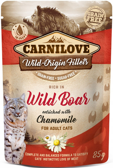 CARNILOVE CAT POUCH Dzik Rumianek mokra karma dla kota 12 x 85g bez zbóż