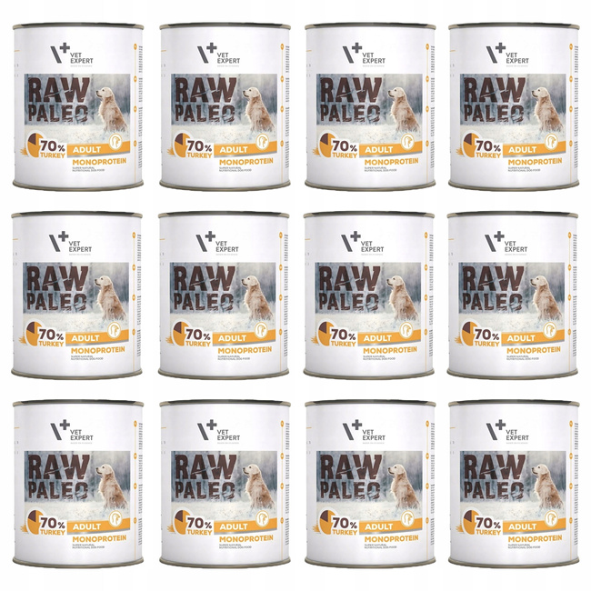 RAW PALEO Monoprotein Indyk karma dla psa mokra 12 x 800g bezzbożowa