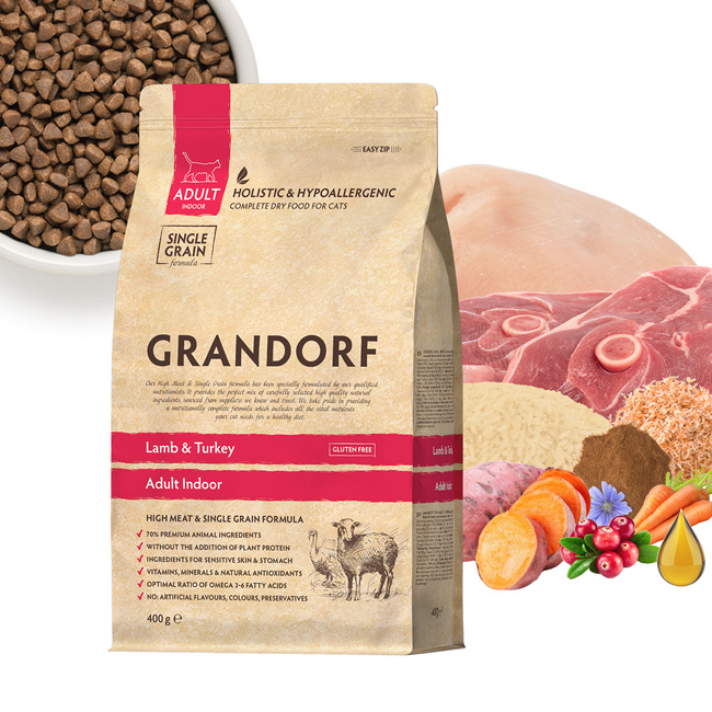 GRANDORF Karma sucha dla kociąt Jagnięcina Indyk 400g