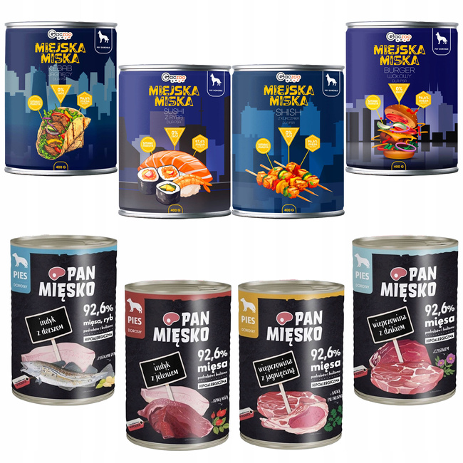 Pan Mięsko Miejska Miska Gaczoo karma mokra dla psa mix smaków 8 x 400g