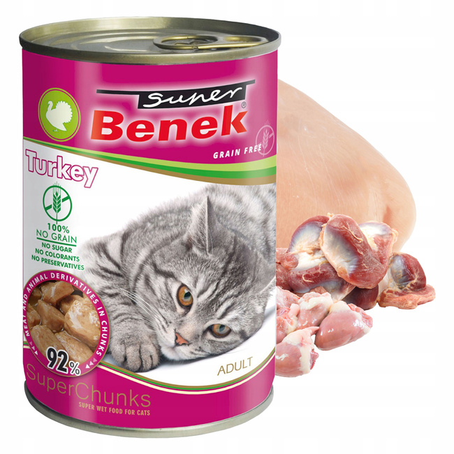 BENEK Chunks Karma mokra dla kota mix smaków 5 x 415g Bezzbożowa