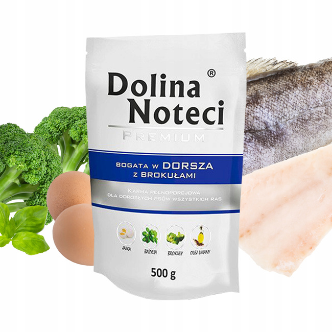 DOLINA NOTECI Premium Karma mokra dla psa Dorsz 500g Bezzbożowa