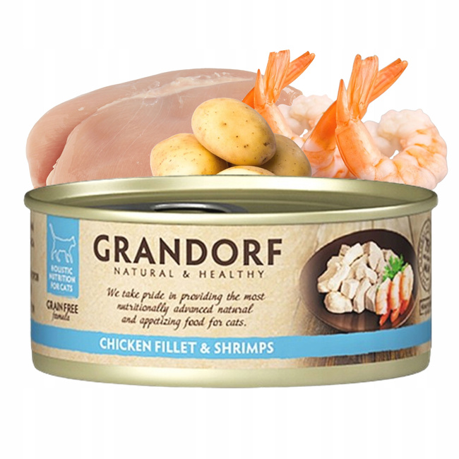 GRANDORF zdrowa karma mokra dla kota mix smaków Kurczak 12 x 70g Bezzbożowa