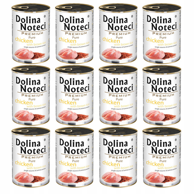 DOLINA NOTECI Premium Pure karma mokra dla psa kurczak z ryżem 12 x 400g