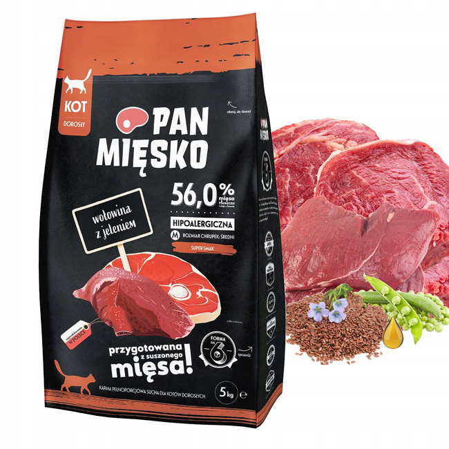 Pan Mięsko karma dla kota sucha 5 kg Wołowina Jeleń