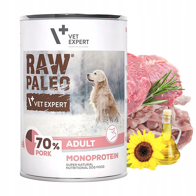 Raw Paleo Adult Karma mokra dla psa MONO mix smaków 24 x 400g Bezzbożowa