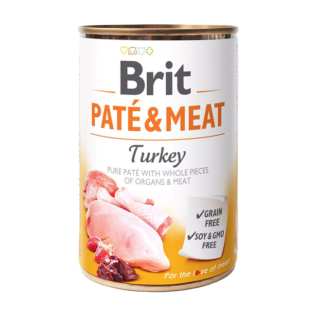 BRIT PATE & MEAT Karma mokra dla psa Indyk 400g