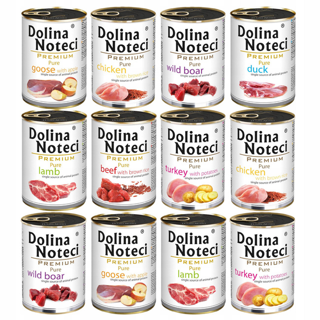 DOLINA NOTECI Premium Pure karma mokra dla psa mix smaków 12 x 400g