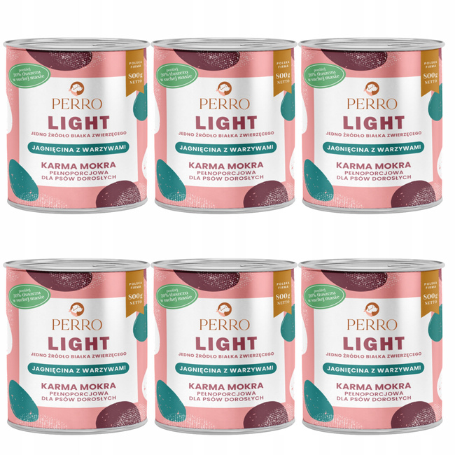 PERRO Light Monobiałkowa karma mokra dla psa Jagnięcina warzywa 6 x 800g