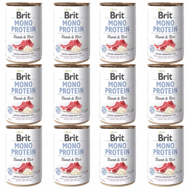 BRIT MONO Protein Karma mokra dla psa Jagnięcina Ryż 12 x 400g monobiałkowa