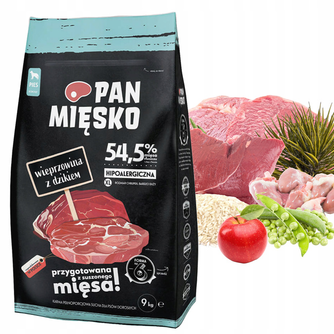 Pan Mięsko karma dla psa sucha 9 kg Wieprzowina Dzik XL