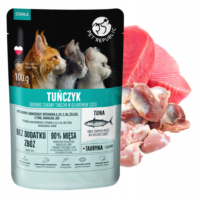 PET REPUBLIC Fileciki karma mokra dla kota mix smaków 120 x 100g Bezzbożowa