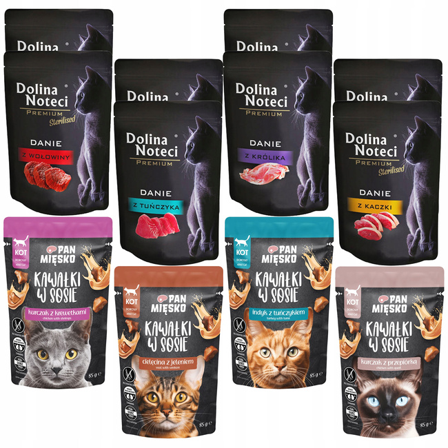 PAN MIĘSKO DOLINA NOTECI Mokra karma dla kota Mix Smaków 12 x 85g bez zbóż