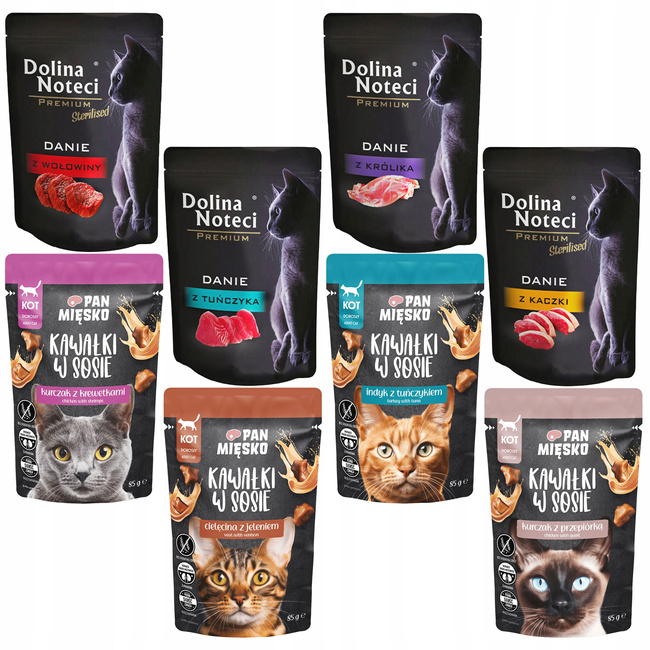 PAN MIĘSKO DOLINA NOTECI Mokra karma dla kota Mix Smaków 8 x 85g bez zbóż