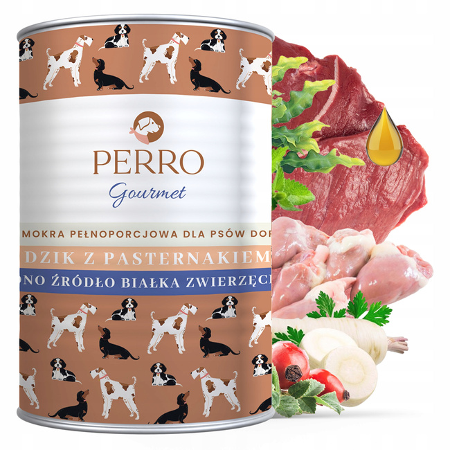 PERRO Gourmet Karma mokra dla psa Dzik z pasternakiem 6 x 400g