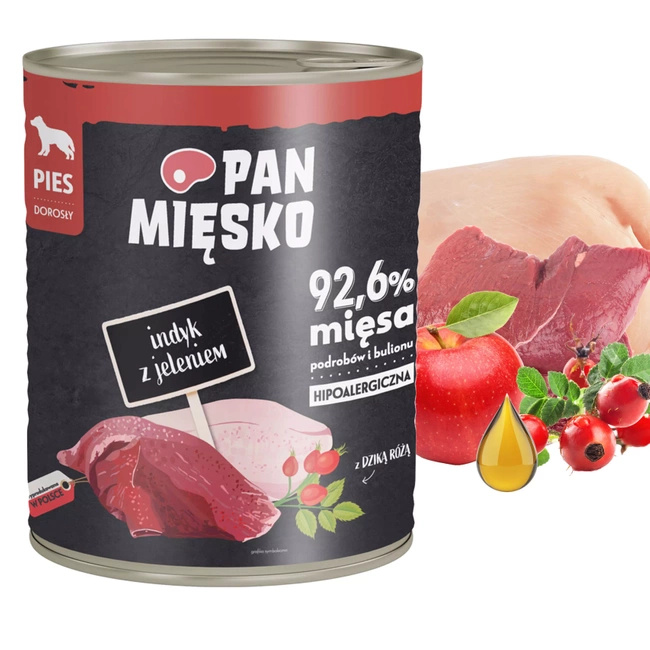 Pan Mięsko mokra karma dla psa 800g Indyk Jeleń 