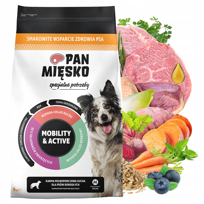 Pan Mięsko Sucha Karma dla psa MOBILITY & ACTIVE Specjalne potrzeby Chrupki M 3kg 