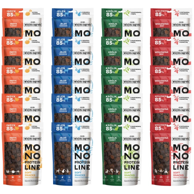 WIEJSKA ZAGRODA MONOPROTEIN miękki smakołyk przysmak dla psa mix 20 x 115g
