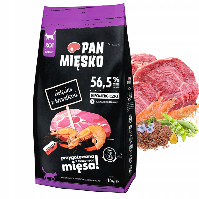 Pan Mięsko karma dla kota sucha 1,6 kg Cielęcina Krewetki