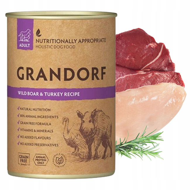 GRANDORF DOG zdrowa karma mokra dla psa mix smaków 8 x 400g Bezzbożowa