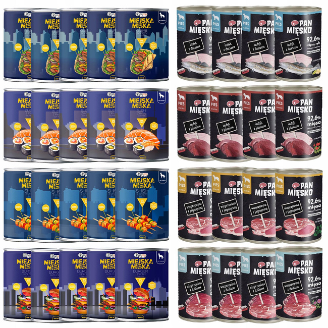 Pan Mięsko Miejska Miska Gaczoo karma mokra dla psa mix smaków 40 x 400g