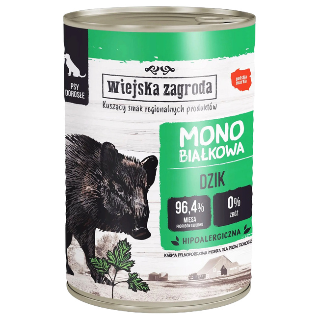 WIEJSKA ZAGRODA Karma mokra dla psa MONO PROTEIN Dzik 400g