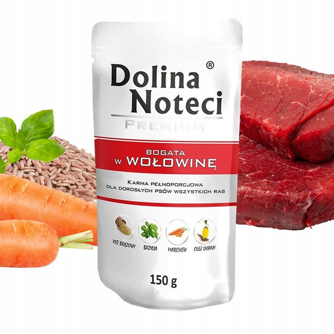 DOLINA NOTECI Premium mokra karma dla psa bogata w Wołowinę 150g