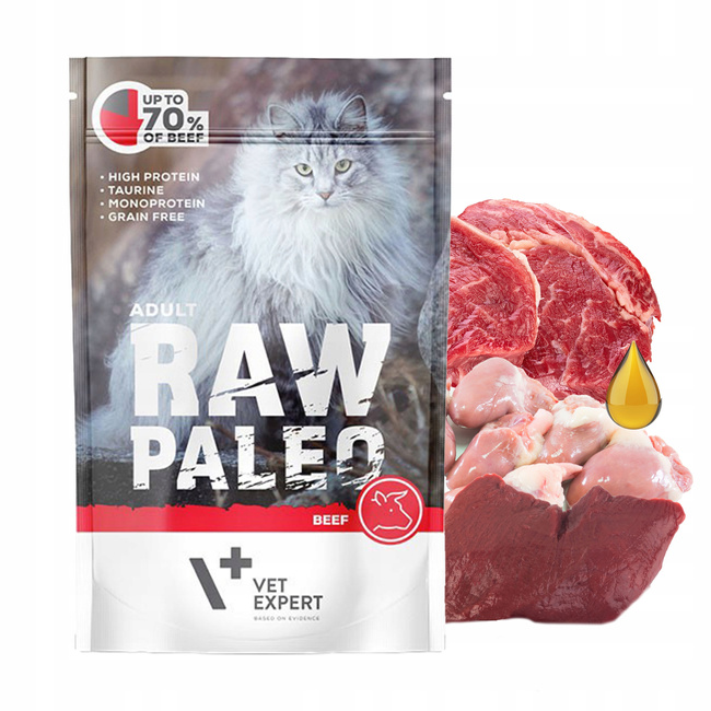 RAW PALEO Karma mokra dla kota mix smaków 6 x 100g Bezzbożowa
