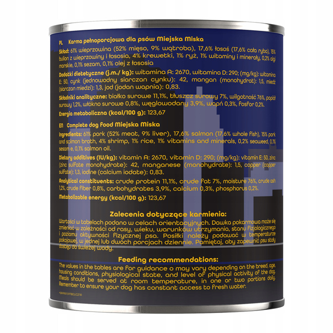 Gaczoo Miejska Miska bezzbożowa karma mokra dla psa Sushi z Rybą 12 x 800g