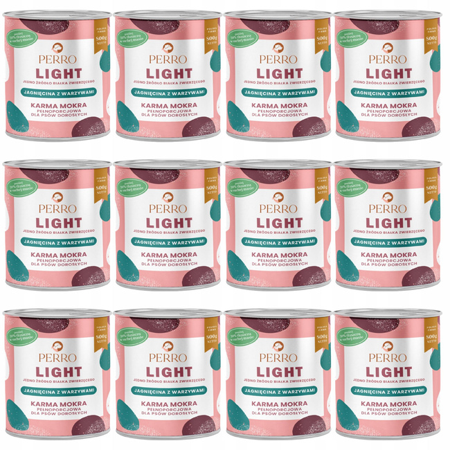 PERRO Light Monobiałkowa karma mokra dla psa Jagnięcina warzywa 12 x 800g