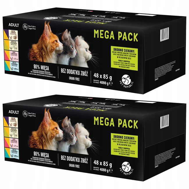 PET REPUBLIC Saszetka karma mokra dla kota mięsno-rybny mix smaków 96 x 85g