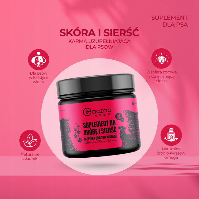 Suplement dla psa Gaczoo Na skórę i Sierść 60 szt 180g zdrowy przysmak