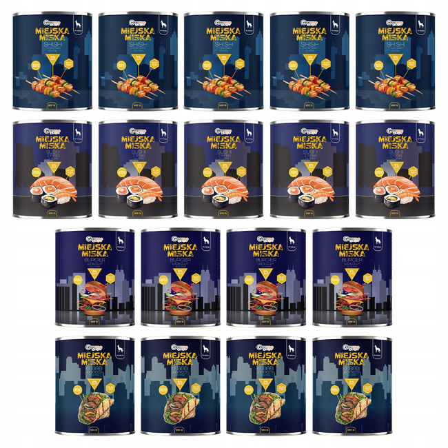 Gaczoo Miejska Miska bezzbożowa karma mokra dla psa mix smaków 18 x 800g