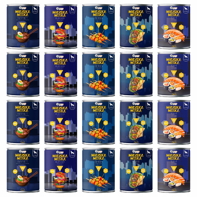 Gaczoo Miejska Miska bezzbożowa karma mokra dla psa Mix smaków 20 x 400g