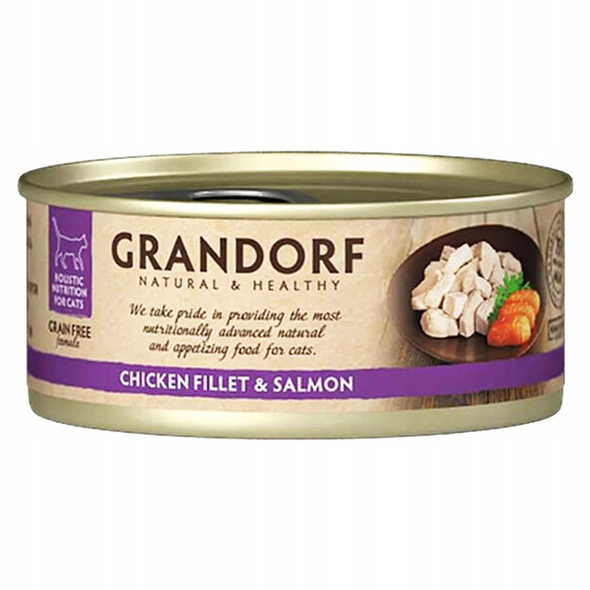 GRANDORF zdrowa karma mokra dla kota Kurczak Łosoś 6 x 70g Bezzbożowa