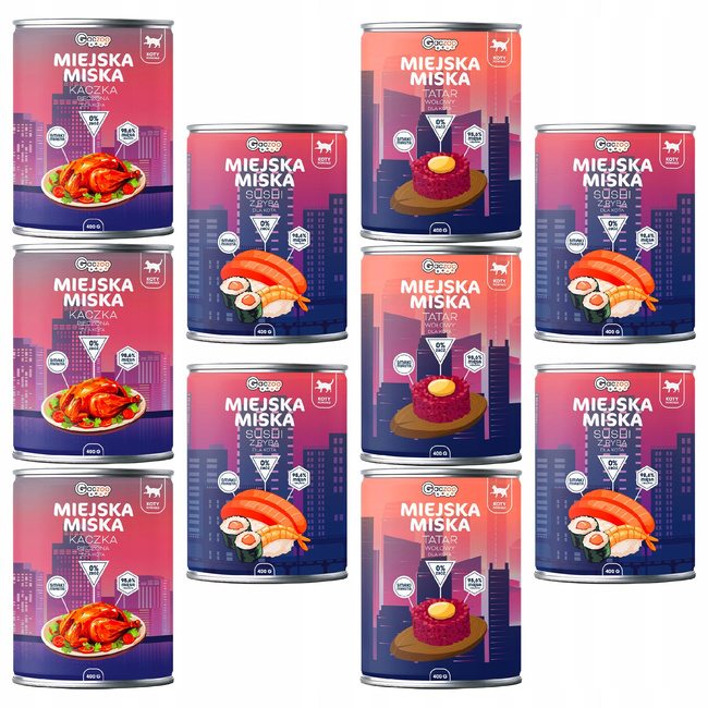 Gaczoo Miejska Miska bezzbożowa karma mokra dla kota mix smaków 10 x 400g
