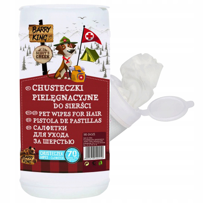 BARRY KING Chusteczki Pielęgnacyjne do sierści x 70 szt