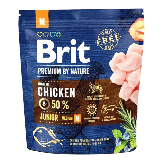 Brit By Nature 1 kg Junior M Chicken sucha karma dla szczeniąt