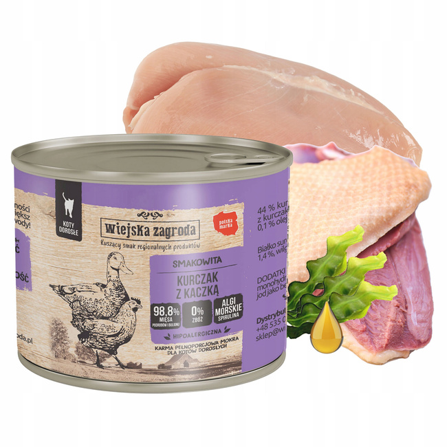 WIEJSKA ZAGRODA Karma mokra dla kota mix smaków 6 x 200g Bezzbożowa