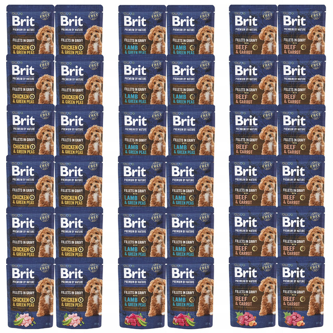 BRIT BY NATURE fileciki karma mokra dla psa mix smaków 36 x 85g bez zbóż