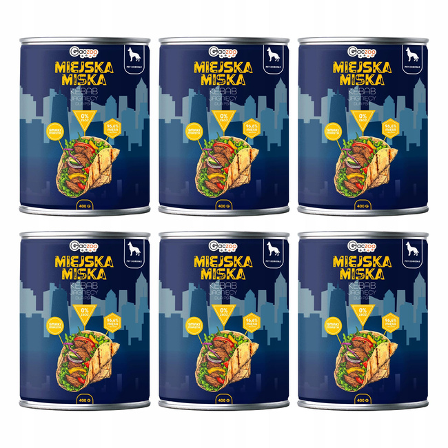 Gaczoo Miejska Miska bezzbożowa karma mokra dla psa Kebab Jagnięcy 6 x 400g