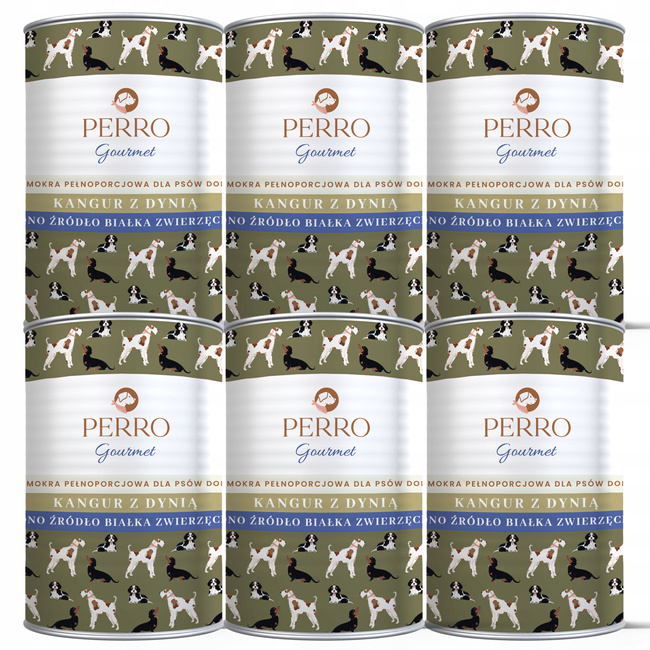 PERRO Gourmet Karma mokra dla psa Kangur z dynią 6 x 400g